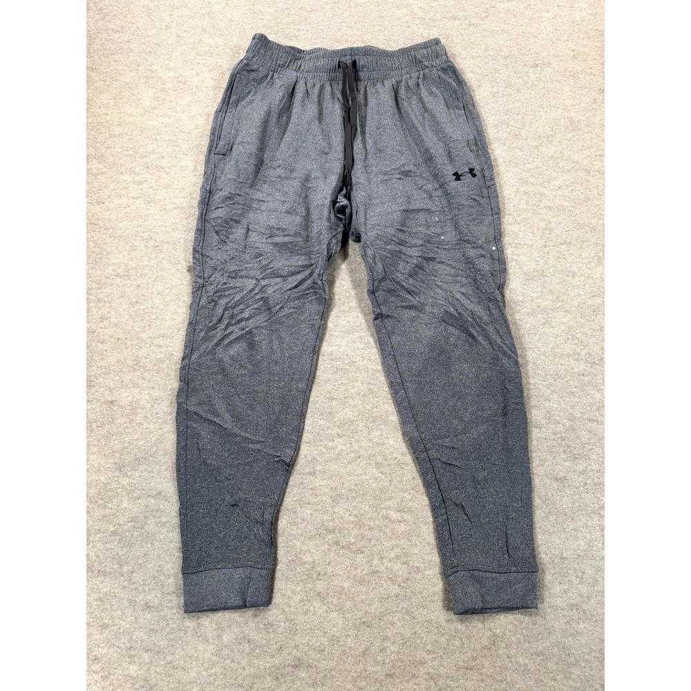 Under Armour Jogger Sweatpants Mens Medium Black Fitted Fleece Lined Drawstring
